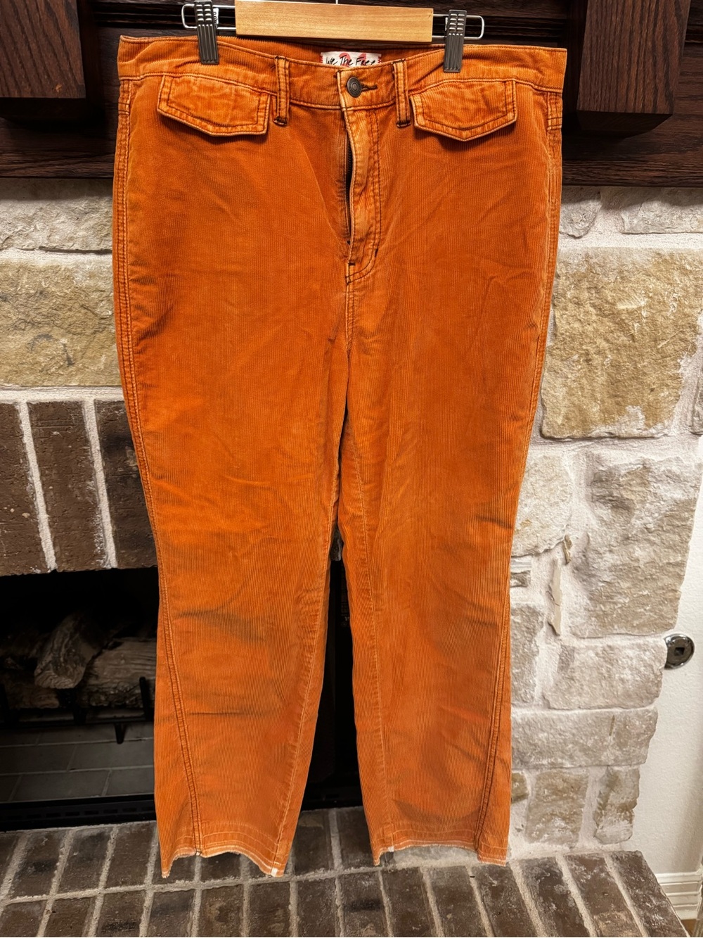 Free People We The Free Rust Corduroy Raw Hem Pants Size 31 High Rise Boho
